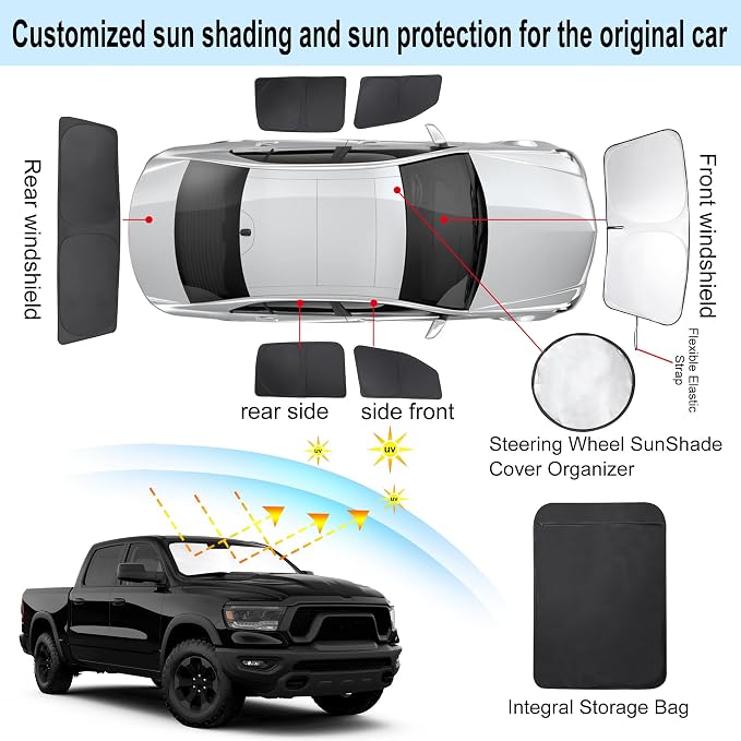 TINGLU Window Shades for Dodge RAM 1500 2019-2025 CrewCab, MegaCab Pickup - Image 3