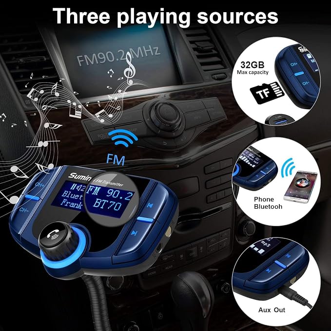 Upgraded Bluetooth FM Transmitter, Wireless Radio Adapter Hands Free Car Kit - Image 5