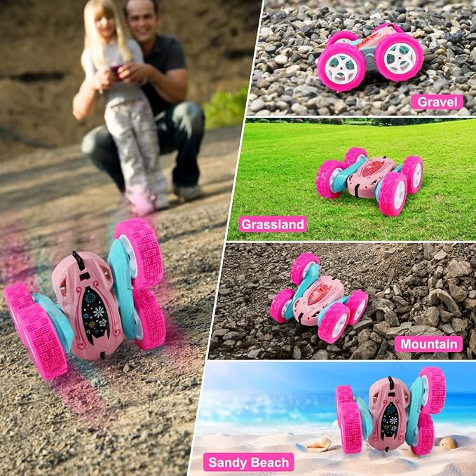 FREE TO FLY Rc Stunt Cars: Double Sided 360°Flip Rotating 4WD Race Car Toy - Image 5