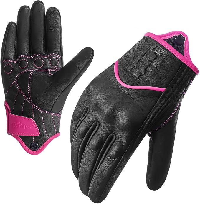 Harssidanzar Women's Motorcycle Gloves, Leather Motorcycle Gloves, Motorbike - Image 6