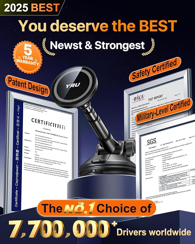 YRU Magnetic Phone Holder for Car【Patented & Super Magnet】 for MagSafe Car - Image 6