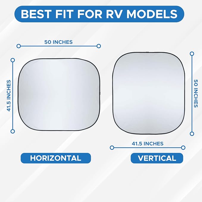 2-Piece RV Windshield Sunshade | Reflective 240T Polyester Front Windshield - Image 2