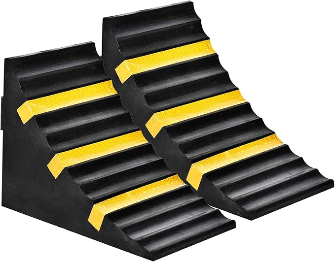 RELIANCER 2 Pack Wheel Chocks Heavy Duty Extra Large Industrial Rubber Wheel by RELIANCER
