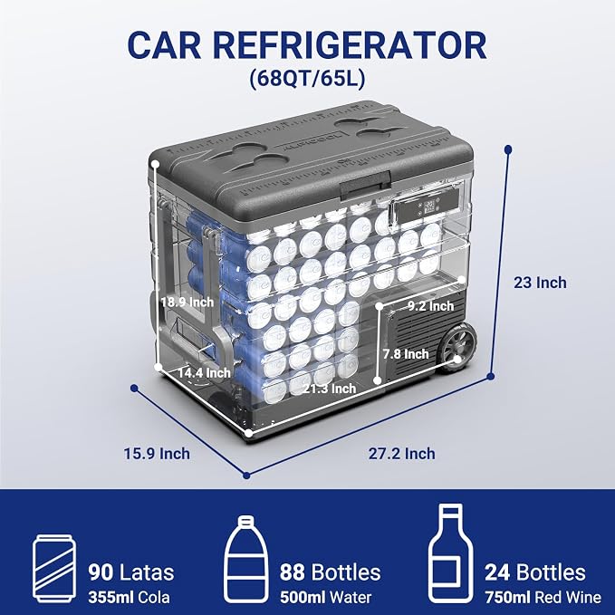 BODEGACOOLER 12 Volt Car Refrigerator, 68Quart Camping Fridge, RV Portable - Image 2