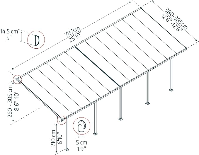 Palram - Canopia Feria 13 Ft. x 26 Ft. Carport Aluminum Metal Frame and - Image 7