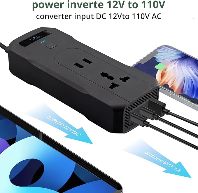 AUTTGINN 200W Car Power Inverter DC 12v to 110v AC Car Plug Adapter Outlet - Image 4