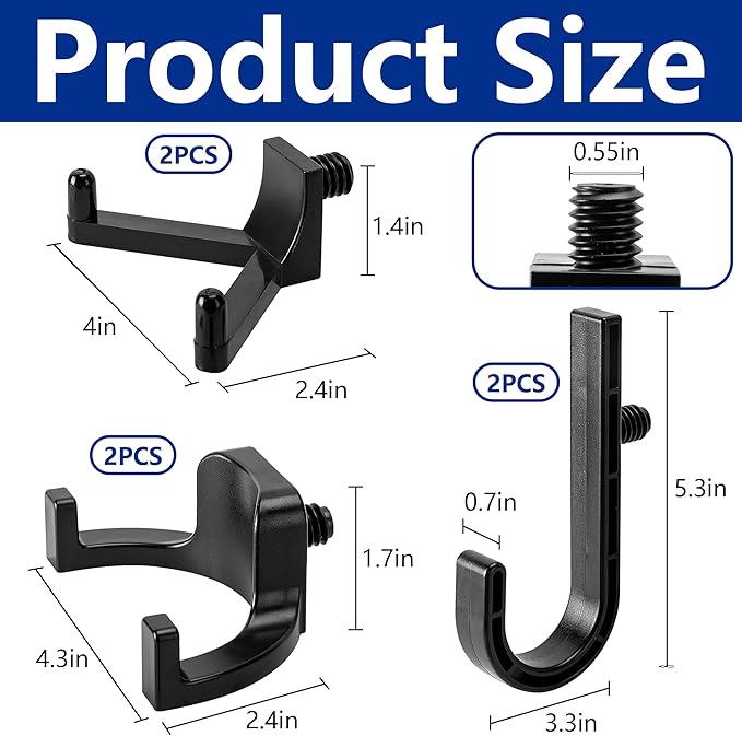 6 Pcs ABS Storage Shed Tool Hooks, Shed Tool Hangers Include J-Shape, U-Shape - Image 2
