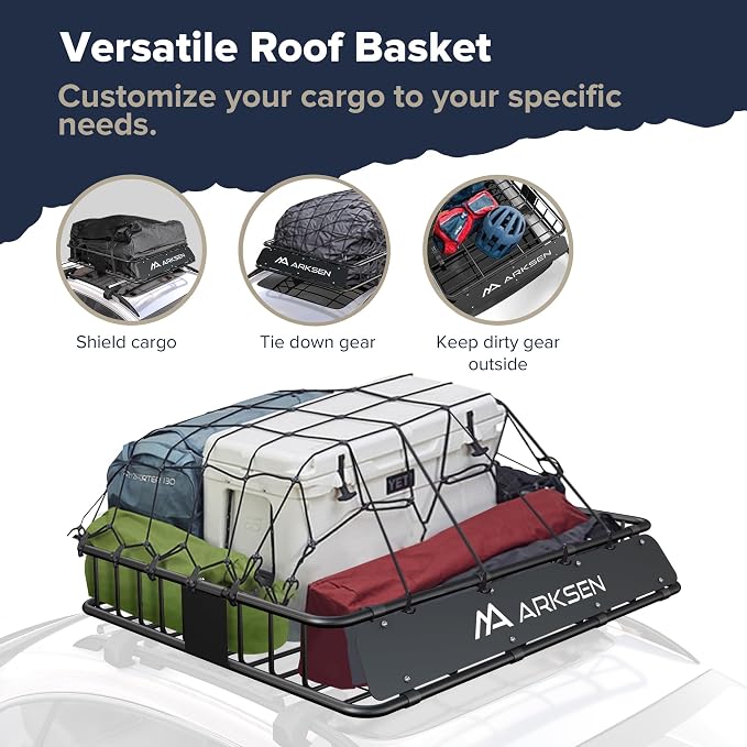 ARKSEN 43 x 50 x 6 Inch Universal Extra Wide 150LB Heavy Duty Roof Rack Cargo - Image 3