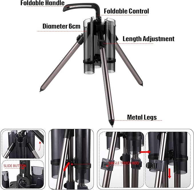 Gisafai Fishing Rod Carrier Foldable Pole Holder Stand 3 Rod Portable Surf - Image 3