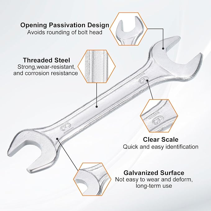 HARFINGTON Double Open End Wrench 13mm x 16mm Metric 15 Degree Offset Angle - Image 4