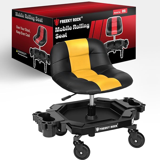 Rolling Stool with Wheels, Adjustable Height Pneumatic Garage Work Mechanic by FreekyRock