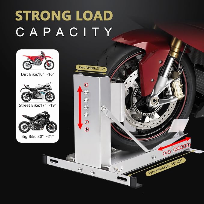 CXRCY Motorcycle Wheel Chock Stand, Anti-Rust Stainless Steel - Image 3
