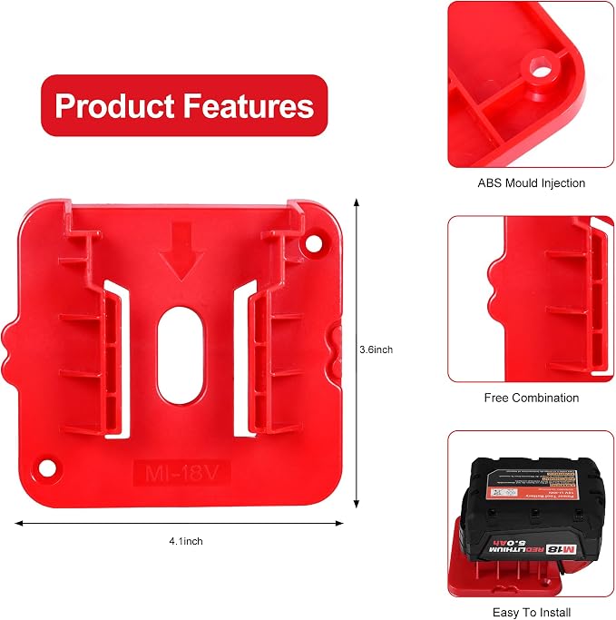 12 Pack Battery Holder for Milwaukee M18 18V Battery Mounts Dock Holder Fit for - Image 6