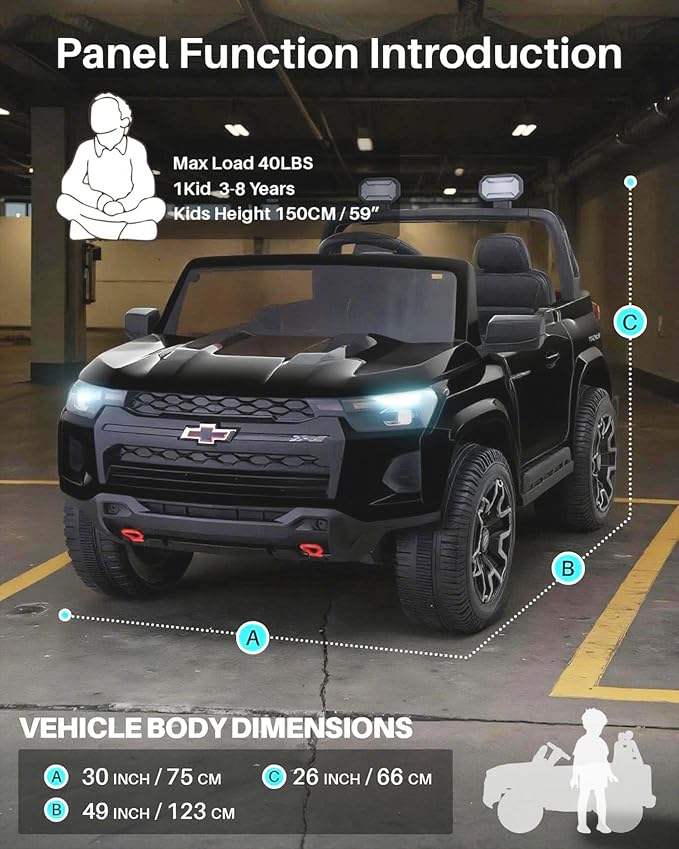 Joywhale 24V Ride on Truck 4WD Kids Electric Vehicle Licensed Chevorlet Ride on - Image 8