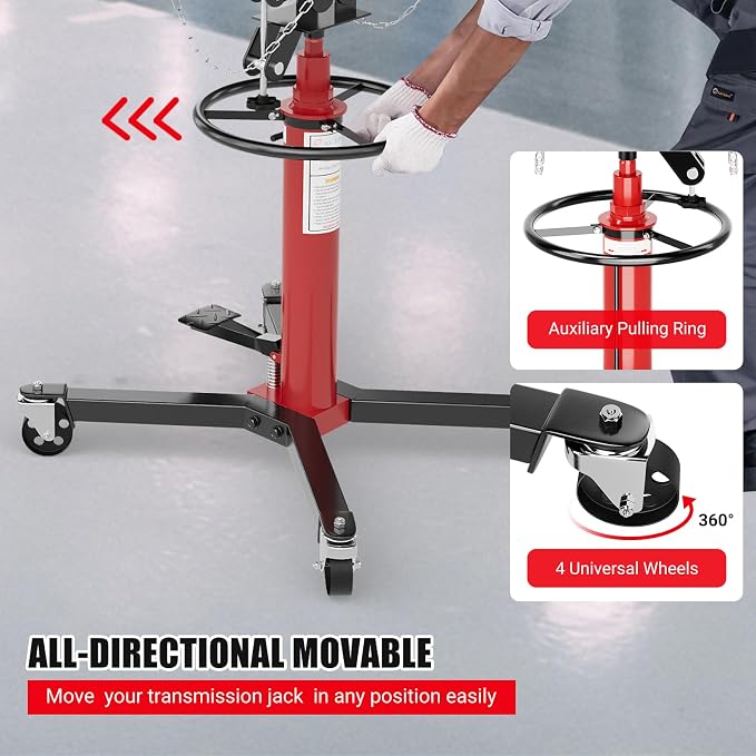 Transmission Jack, 1322lbs Hydraulic Telescoping Transmission Jack, 34.3"-68.5" - Image 5