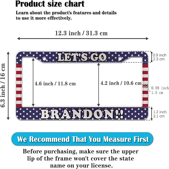 License Plate Frames for Women Multicolor License Plate Covers for Men Lets Go - Image 2