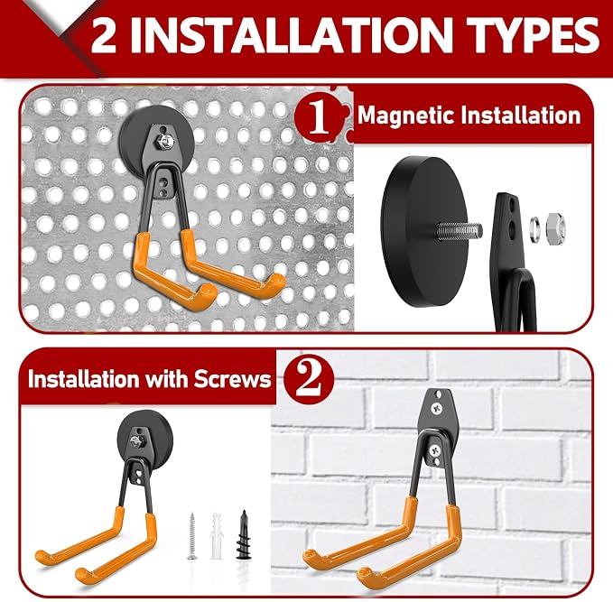 3-H Heavy Duty Magnet Garage Hooks 4 Pack, Extra Large Strong Magnetic Hooks - Image 2