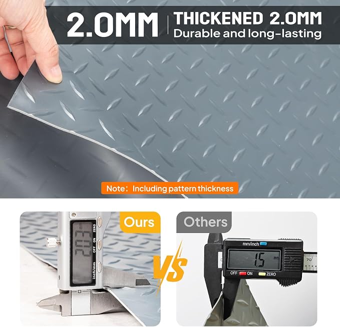 TUFFIOM 7.5x22 FT Garage Floor Mat, Thickened Diamond Plate PVC Garage Mats - Image 7