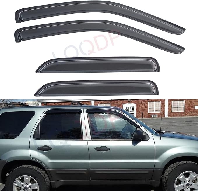 4pcs Front+Rear Smoke Sun/Rain Guard Outside Mount Tape-On Window Visors by LQQDP