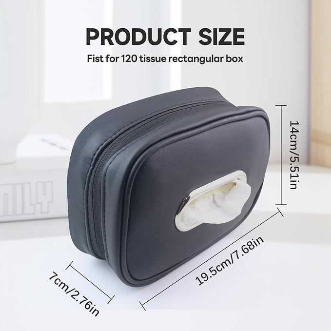 Car Tissue Holder, Tissue Box Cover Keep Car Tidy, Premium PU Leather Backseat - Image 3