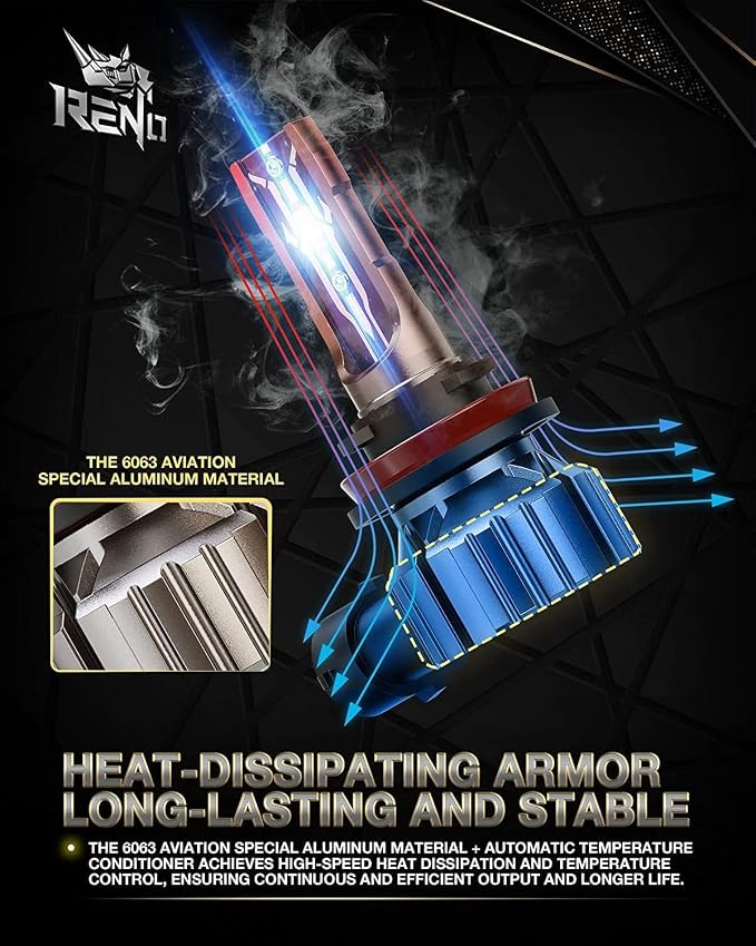 RENO H11 Bulb, H11 Fog Lights Bulb, H11 Light Bulbs Fanless In Line H9 H8 Car - Image 4