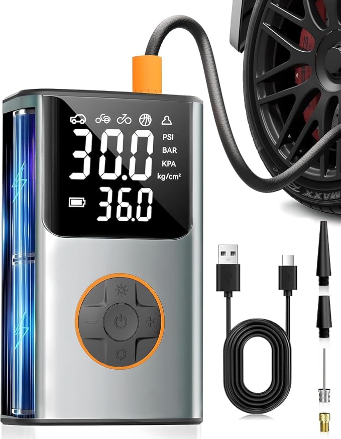 Tire Inflator Portable Air Compressor, Bike Pump, 150PSI Air Pump by OFISPEED
