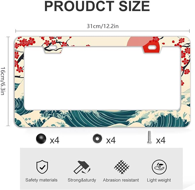 Waves Cherry Blossom License Plate Frames - Image 4