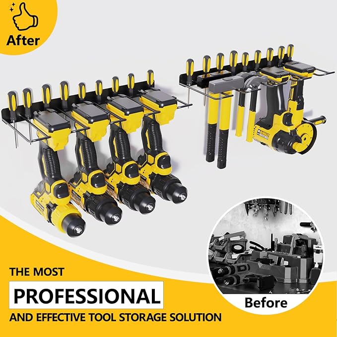 2 Pack Drill Holder, Power Tool Organizer Wall Mount, Heavy Duty Garage Storage - Image 4