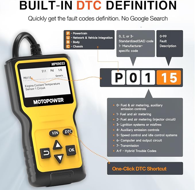 MOTOPOWER MP69033 Car OBD2 Scanner Code Reader Engine Fault Scanner CAN - Image 4