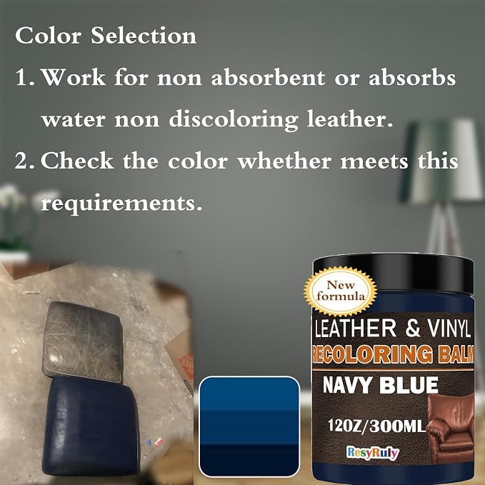 Navy Blue Recoloring Balm Restorer Refinish Liquid Fabric Dye Cream Leather - Image 6