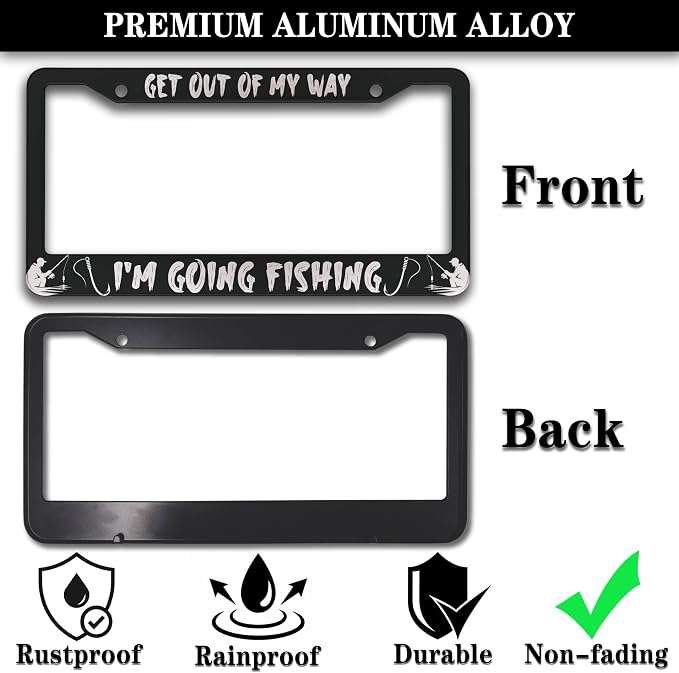 Car License Plate Frame Black and White License Plate Frames Get Out of My Way - Image 3