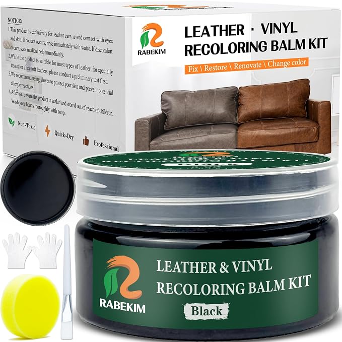 Black Leather Repair Kit, Leather Recoloring Balm – Restore & Repair Faded by Unknown