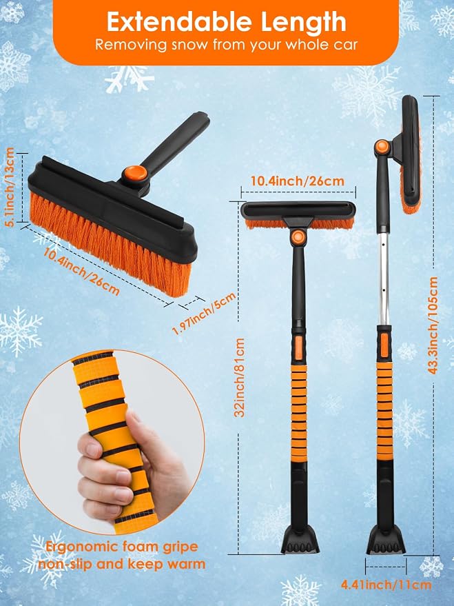 90° Fixed Rotation 3-in-1 Car Snow Brush and Ice Scraper - Image 4
