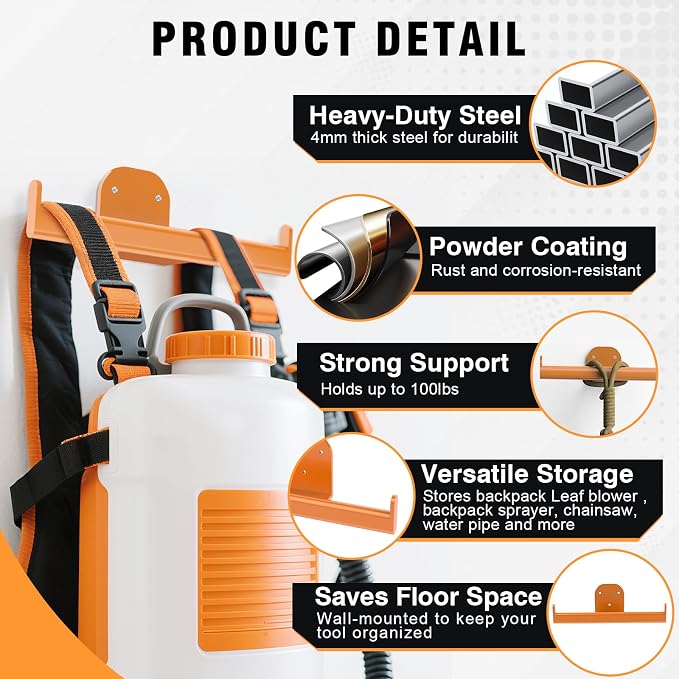 Backpack Leaf Blower Hanger, Backpack Sprayer Wall Mount, Lawn Care Accessories - Image 4