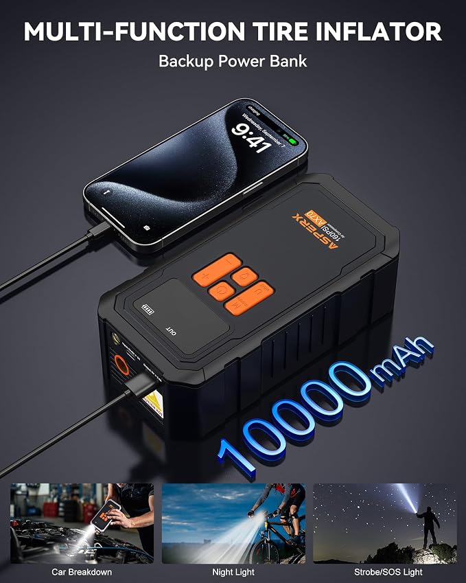 Tire Inflator Portable Air Compressor- 160PSI & 10000mAh Portable Air Pump - Image 5