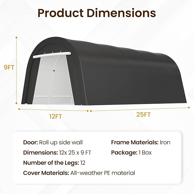 Kiss the Water Carport, Round Portable Garage, Steel Heavy Duty Carport - Image 3