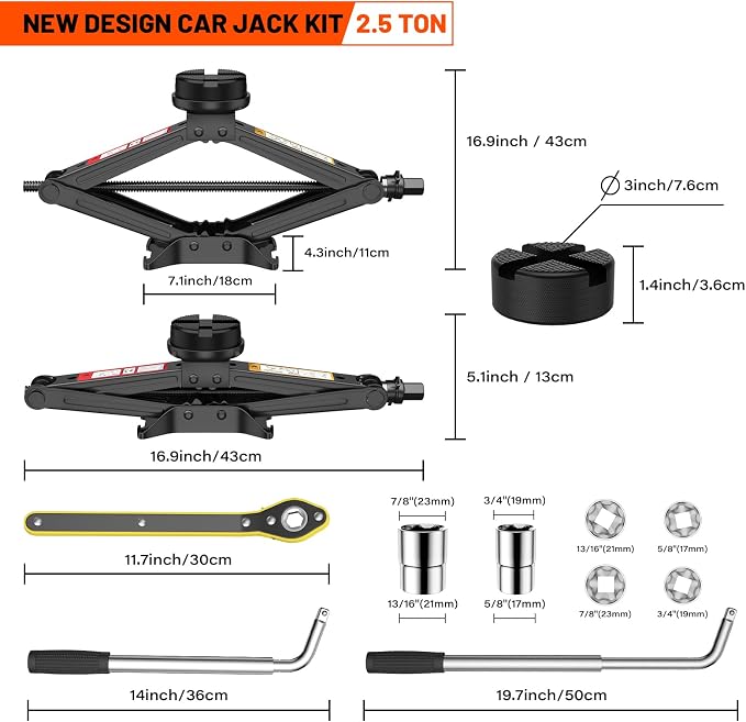 IMAYCC Car Jack 2.5 Ton/5512 lbs Universal Scissor Jack - Image 2