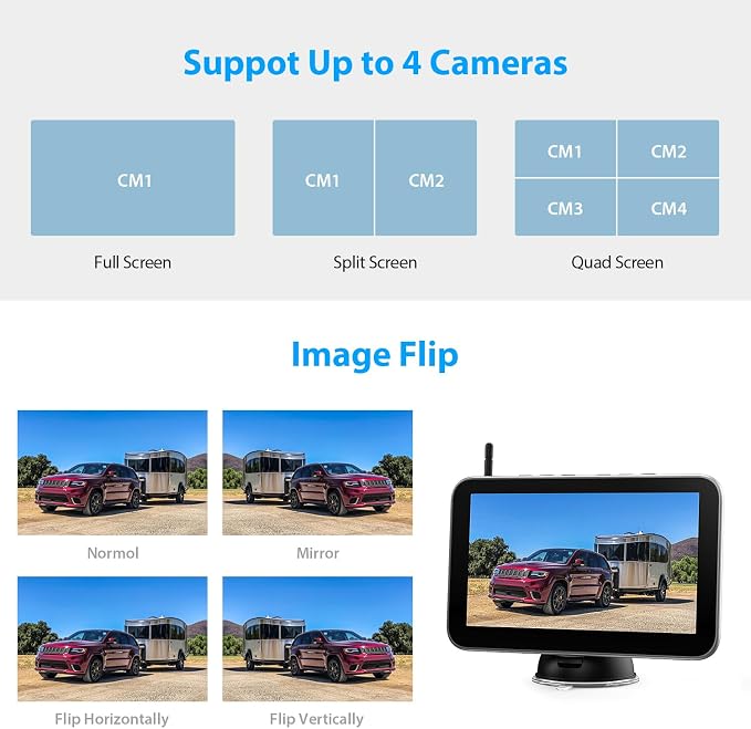 4 Magnetic Solar Wireless Backup Camera HD1080P 7" DVR Monitor, 3Mins No-Wire - Image 6