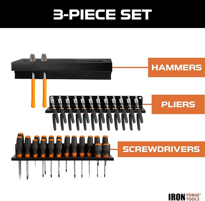 Metal Hand Tool Organizer, Hammer & Pliers and Screwdriver Storage Rack - Image 4
