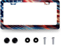 Patriotic American Flag License Plate Frame USA License Plate Stainless Steel by MUAWUOIK