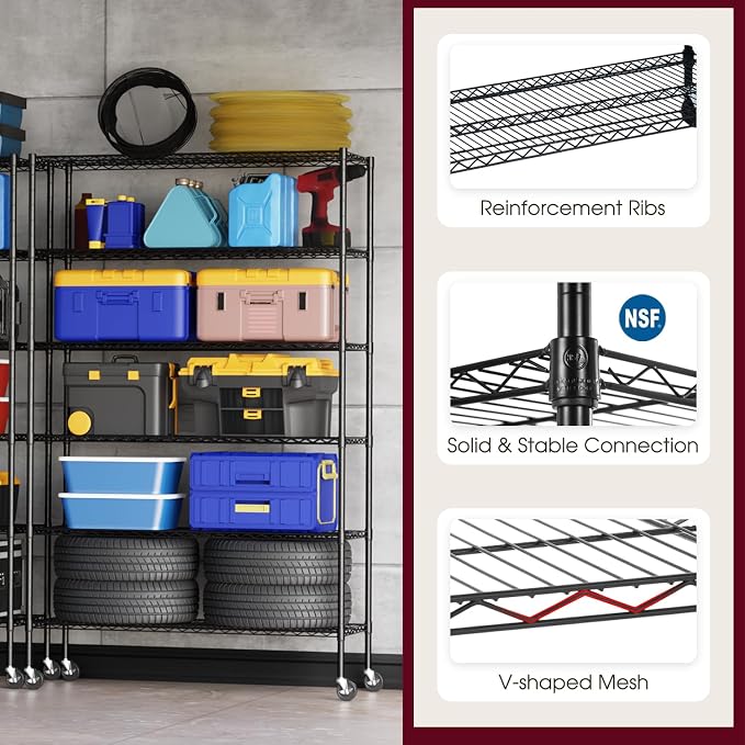 BestOffice 18x48x77 Storage Shelves Commercial Heavy Duty Metal Shelves Garage - Image 5
