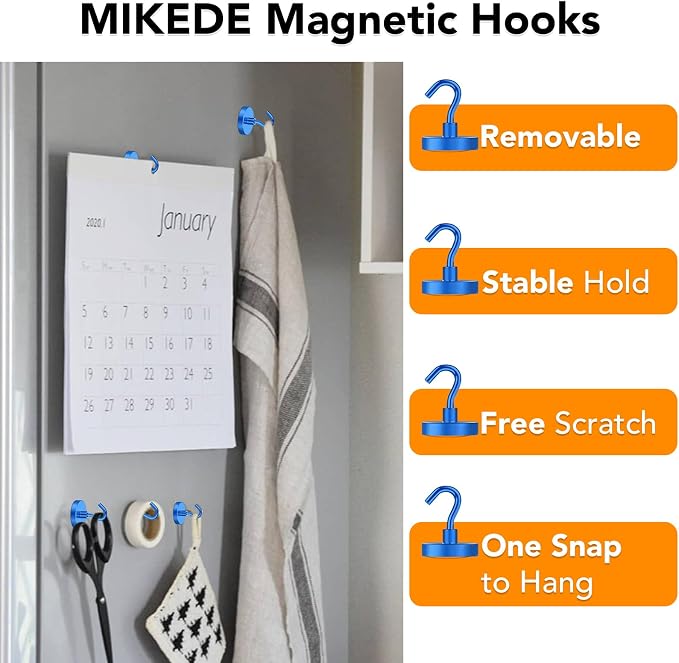 MIKEDE Magnetic Hooks Heavy Duty, 150LB Strong Magnet - Image 2