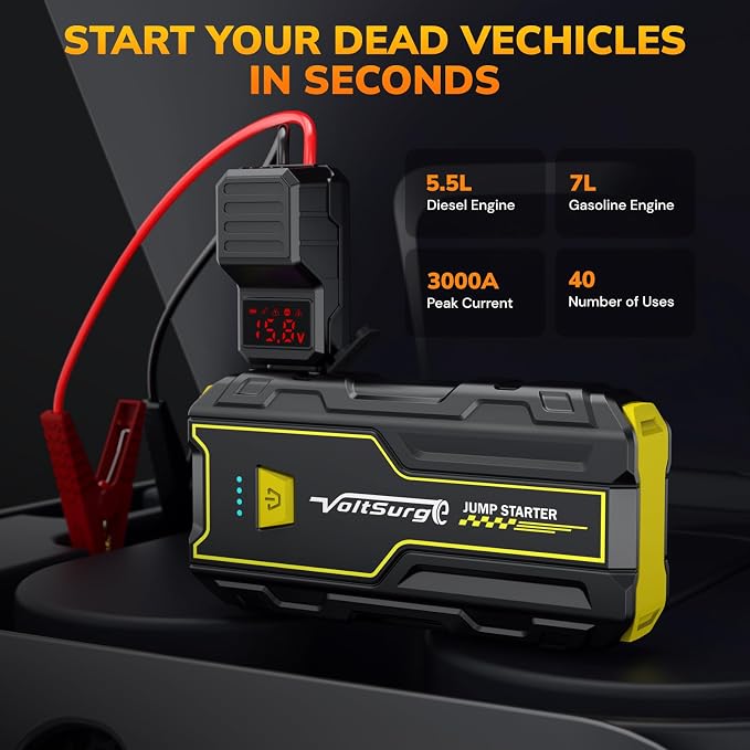4000A Car Jump Starter, VoltSurge Battery Jumper Starter Portable - Image 2