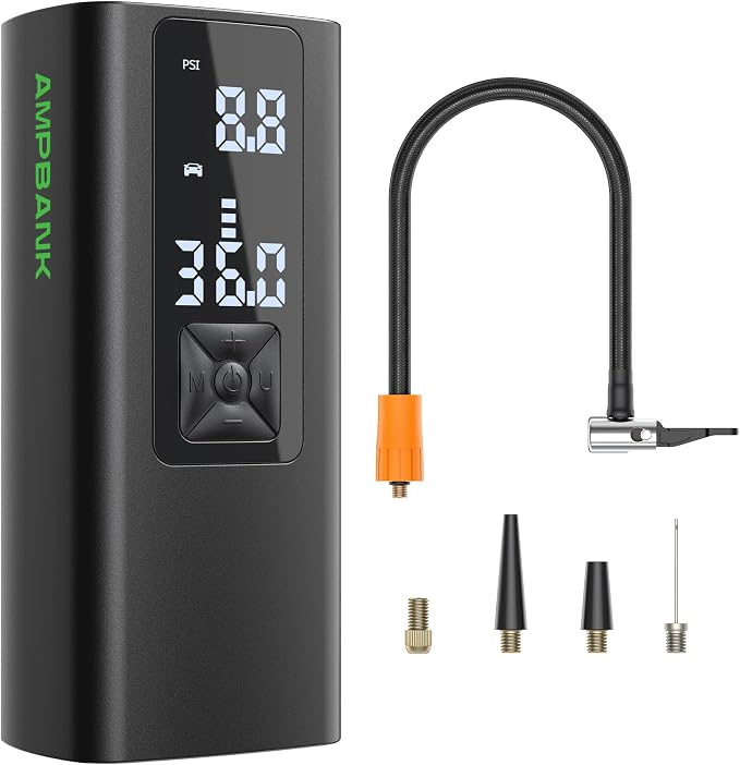 AT003 Tire Inflator Portable Air Compressor, Auto Air Pump by AMPBANK