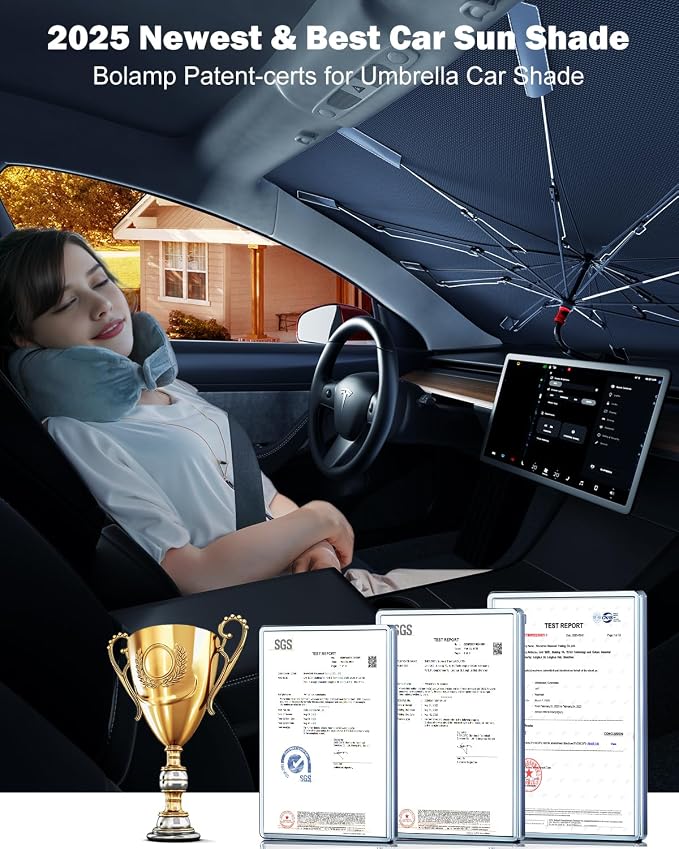 Car Windshield Sun Shade, Spring Structure Umbrella Sunshade - Image 4