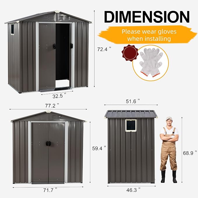 Shintenchi 6x4 FT Outdoor Storage Shed - Image 2
