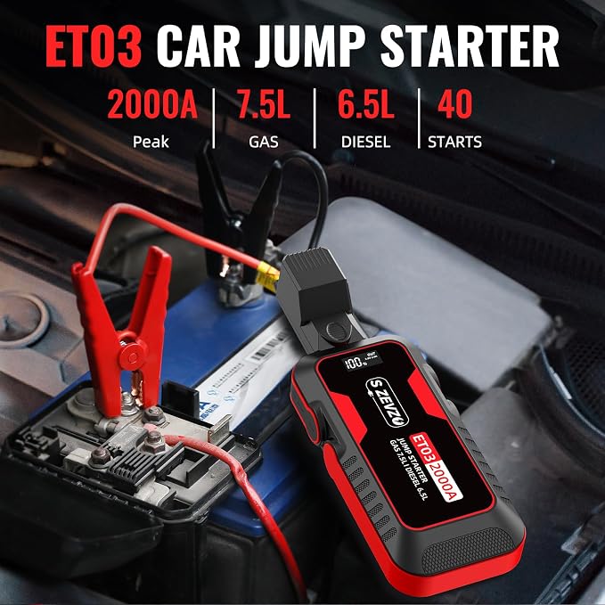 S ZEVZO ET03 Car Jump Starter 2000A Jump Starter Battery Pack - Image 2