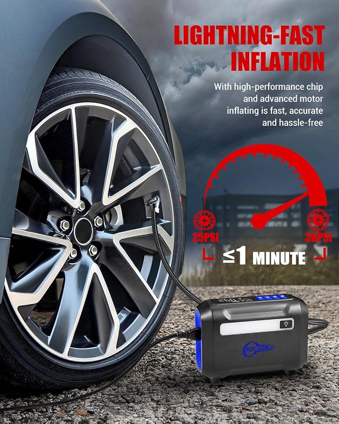 R8 Tire Inflator Portable Air Compressor, DC 12V Air Compressor Portable - Image 2