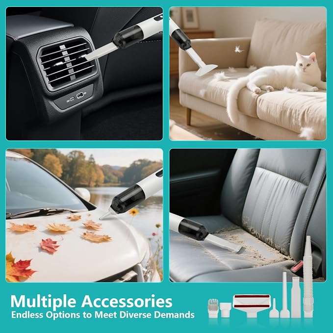 Mini Car Vacuum, 5 in 1 Cordless Handheld Vacuum Cleaner 16800Pa Suction Power - Image 5