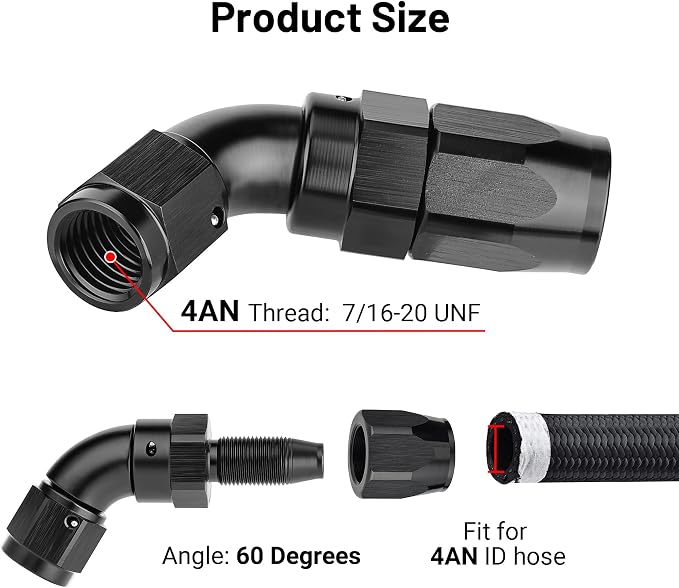 EVIL ENERGY 4AN 60 Degree One Piece Full Flow Hose End Fitting Swivel - Image 2